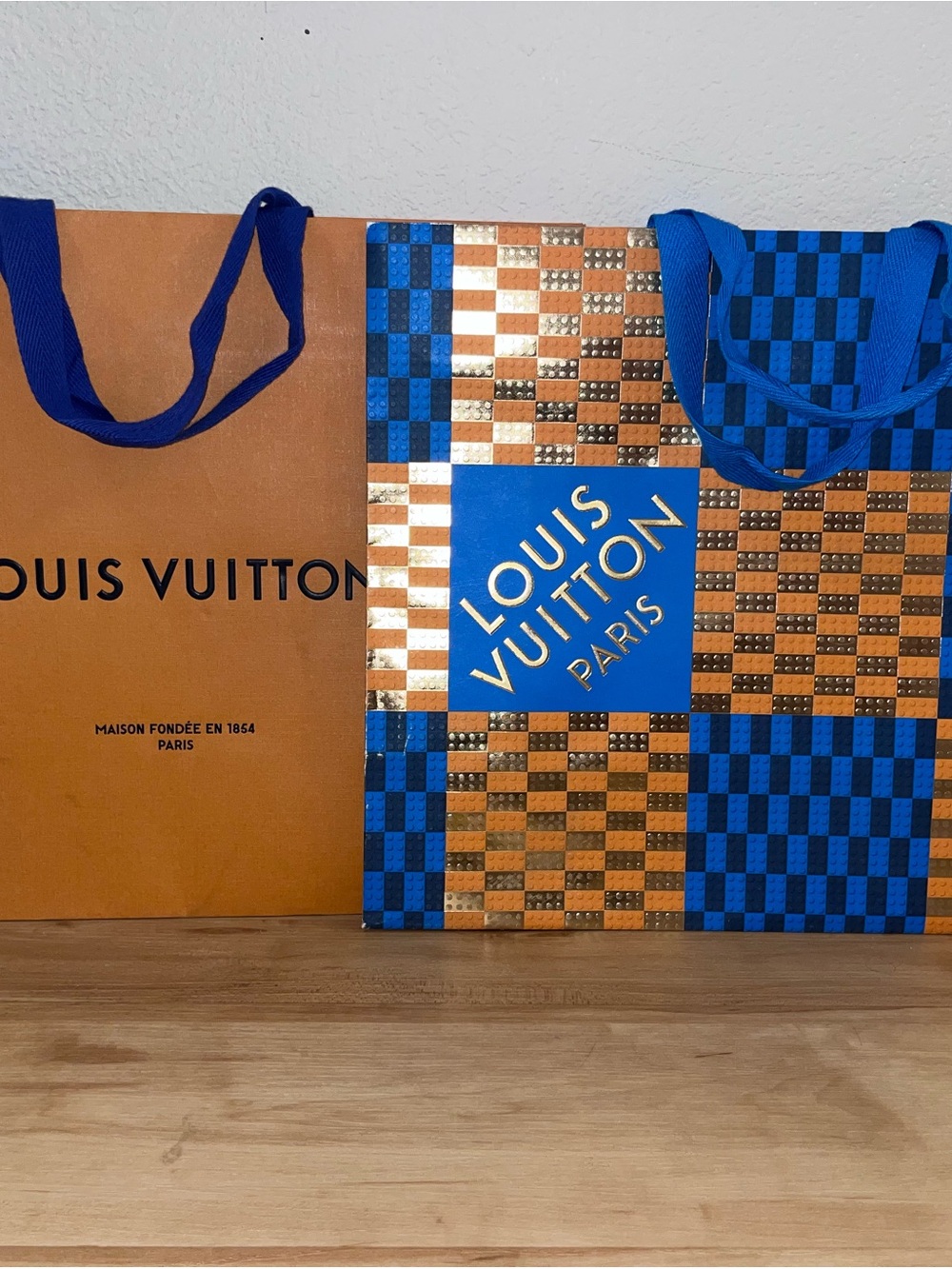Louis Vuitton Blue and Orange Checkerboard Gift Bags